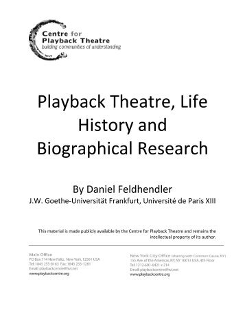 Playback Theatre, Life History and Biographical Research