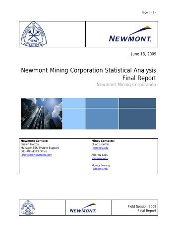 Newmont Mining Corporation Statistical Analysis Final Report