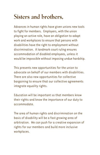 Disability rights in the workplace - Canadian Union of Public ...