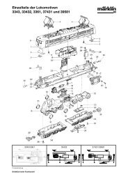 Einzelteile der Lokomotiven 3343, 33432, 3361, 37431 und 39581