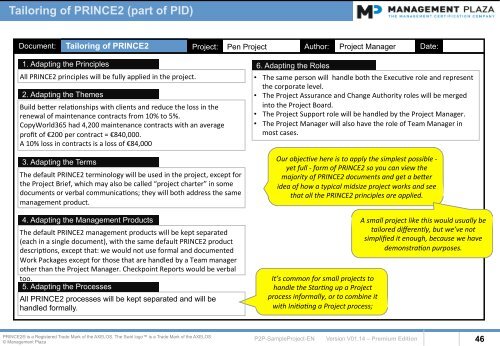 PRINCE2-SampleProject-Premium-MP847