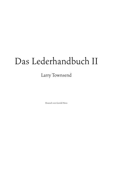 Das Lederhandbuch II - Querverlag