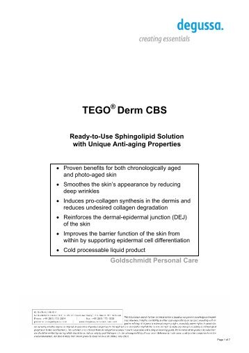 TEGO Derm CBS â€“ Ready-to-Use Sphingolipid ... - Quetzal Quimica