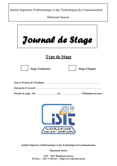 Journal de Stage  Institut Superieur d'Informatique et des