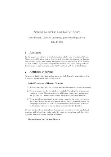 Neuron Networks and Fourier Series - CUMC