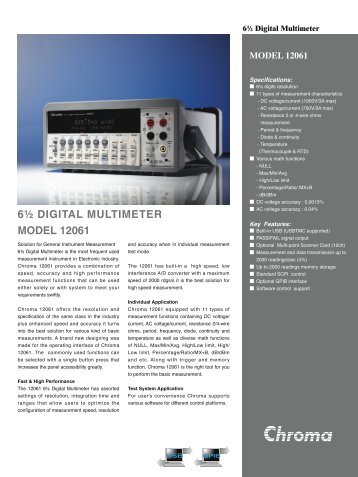 6Â½ digital multimeter model 12061 - Chroma Systems Solutions
