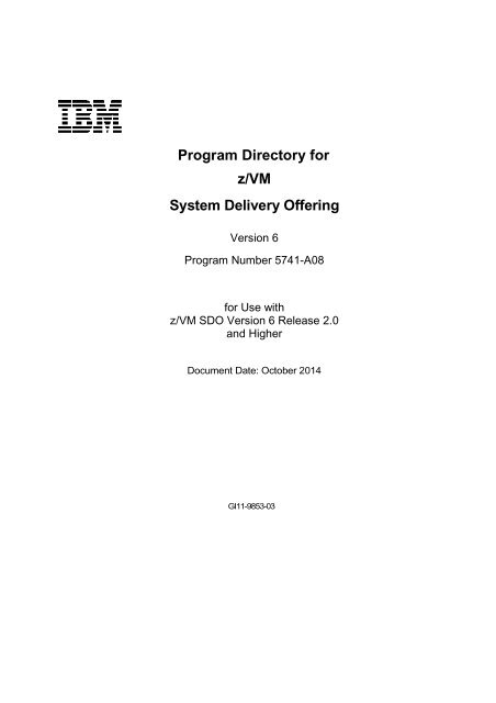 Program Directory For Z Vm System Delivery Offering