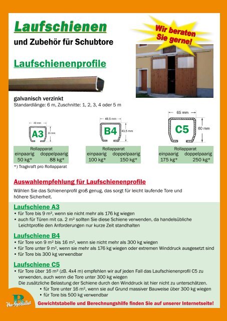 Laufschienen - Bauernfeind GmbH