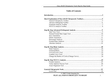 Onyx-RAD Chiropractic Tools Step by Step Guide - Viztek