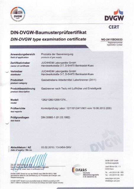 DVGW - Juchheim LaborgerÃ¤te GmbH in Bernkastel Kues