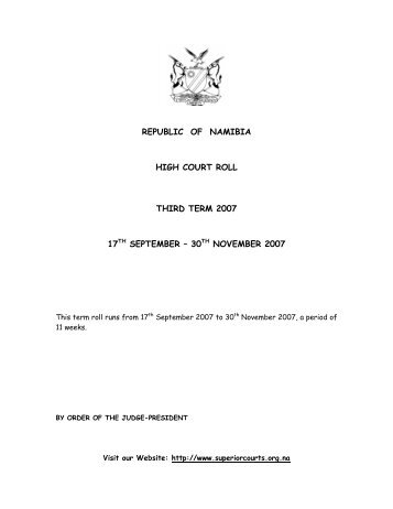 The High Court Third Term Court Roll - Superior Courts of Namibia