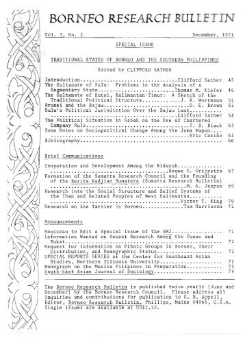 Volume 3, No. 2, 1971 - Borneo Research Council