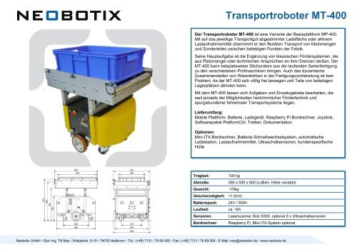 Transportroboter MT-400 - Neobotix