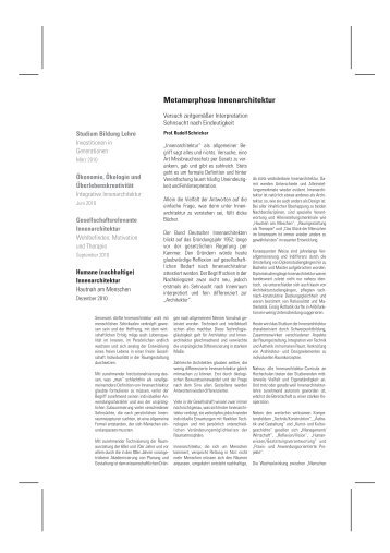 Metamorphose Innenarchitektur - Schricker, Prof. Rudolf