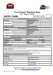 Printable Entry Form - The South African Regularity Rally Association