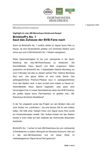 Medieninformation Brinkhoff's No. 1 baut das Zuhause der BVB ...