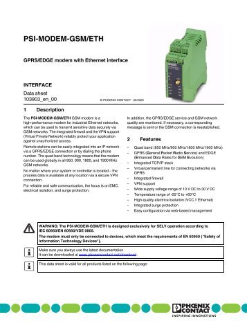 Data Sheet DB  EN PSI-MODEM-GSM/ETH - Power/mation