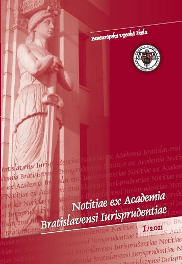 Notitiae ex Academia Bratislavensi Iurisprudentiae - PaneurÃ³pska ...