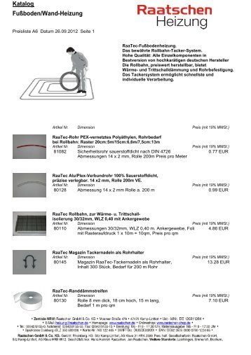 Katalog FuÃŸboden/Wand-Heizung