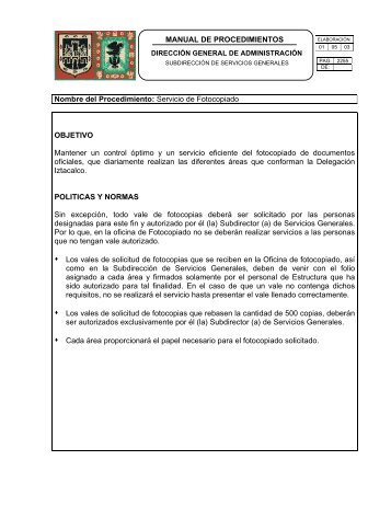 Nombre del Procedimiento: Servicio de Fotocopiado - DelegaciÃ³n ...