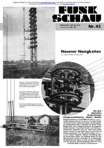 Funkschau 4.Jahrgang, 1931, Heft 43 - Radio Museum