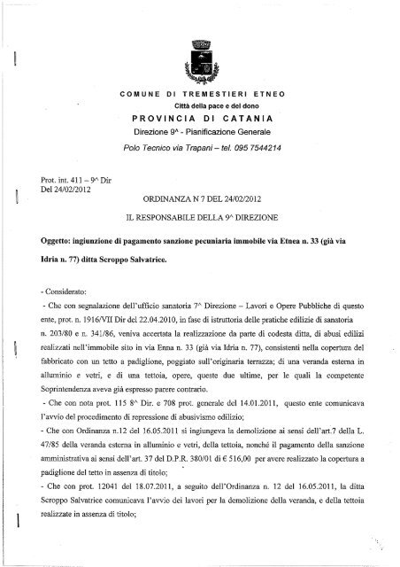 Ordinanza - Ingiunzione di pagamento ditta Scroppo Salvatrice