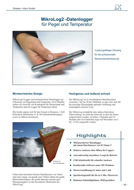 im Wasserlogger-Katalog - Driesen + Kern GmbH