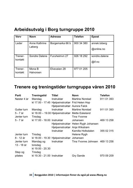 1 Borgguiden 2010 | informasjon finner du ogsÃ¥ pÃ¥ www.ifborg.no