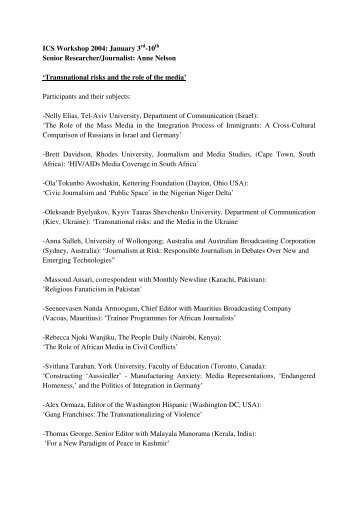 Download List of Participants (PDF) - Irmgard Coninx Stiftung