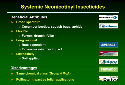 Novel seed treatment and in-furrow uses for cucurbit insect pests