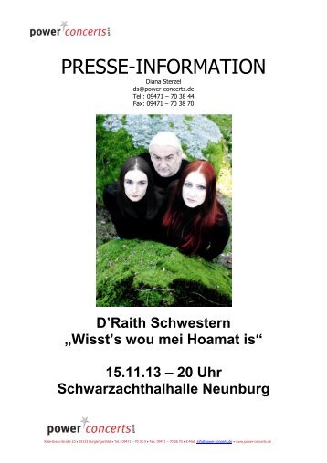 PRESSE-INFORMATION - Power Concerts Veranstaltungen