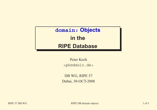 domain: Objects in the RIPE Database