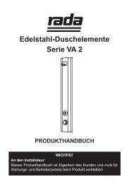 Edelstahl-Duschelemente Serie VA 2 - Rada Armaturen GmbH