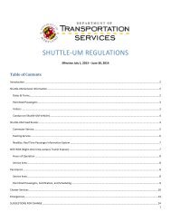 SHUTTLE-UM REGULATIONS - DOTS - University of Maryland