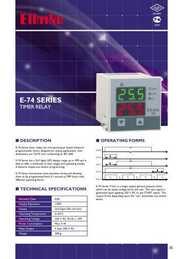 E-74 Series Timer Relays - Elimko