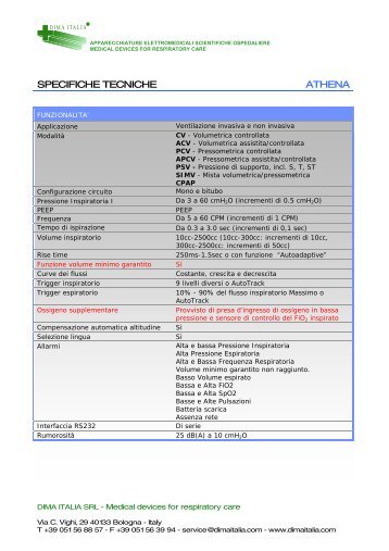 SPECIFICHE TECNICHE ATHENA - DIMA Italia Srl