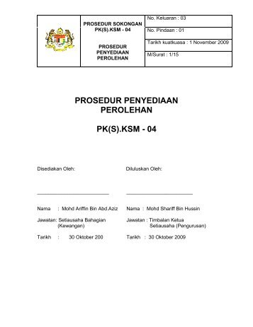 Prosedur Penyediaan Perolehan - Kementerian Sumber Manusia