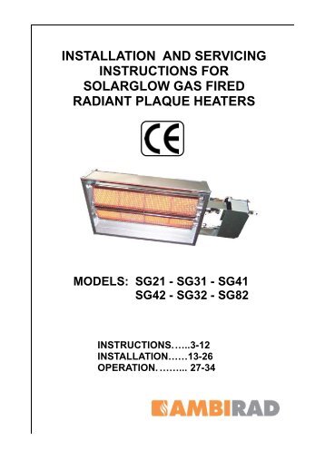installation and servicing instructions for solarglow gas ... - Ambirad