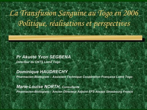 La Transfusion Sanguine au Togo en 2006 Politique ... - ReMeD