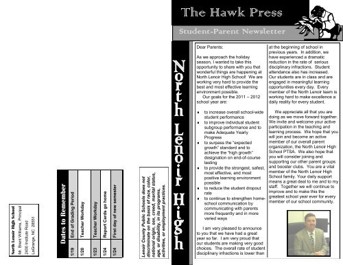 School Newsletter - Lenoir County Public Schools