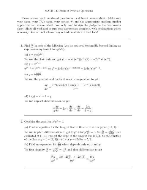 Practice Exam 2 with solutions