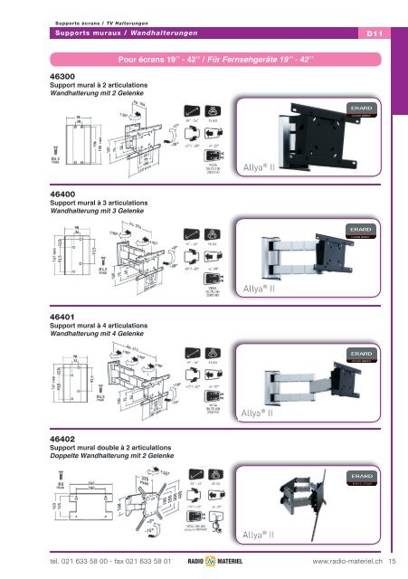 w w w .ra d io -m a te rie l.c h Supports & meubles TV, Accessoires ...