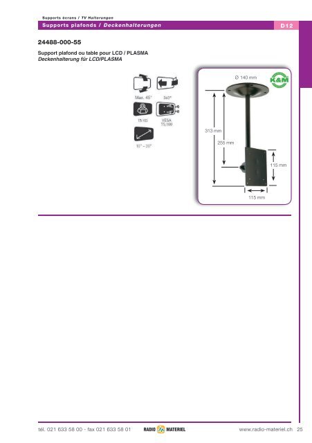 w w w .ra d io -m a te rie l.c h Supports & meubles TV, Accessoires ...