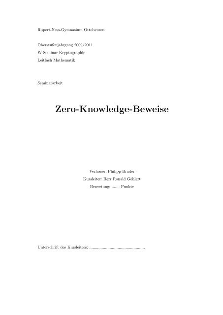 Zero-Knowledge-Beweise - Sapientia