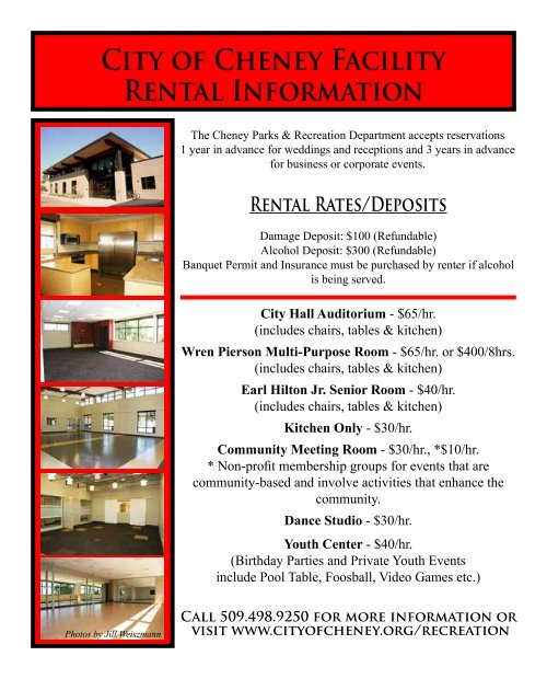 Facility Rental Application - City of Cheney