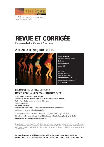 REVUE ET CORRIGÃE - ThÃ©Ã¢tre de la CitÃ© Internationale