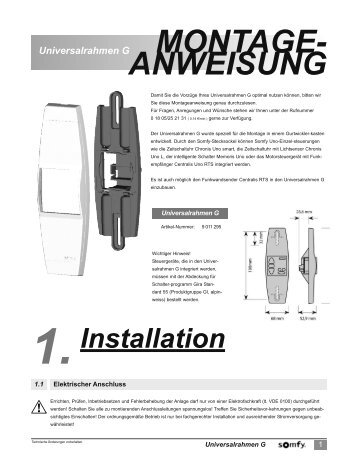 Bedienungsanleitung Somfy Universalrahmen G - RollladenShop24 ...