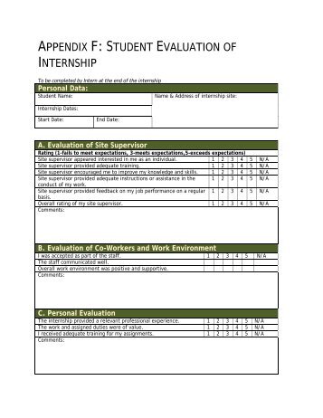 APPENDIX F: STUDENT EVALUATION OF INTERNSHIP