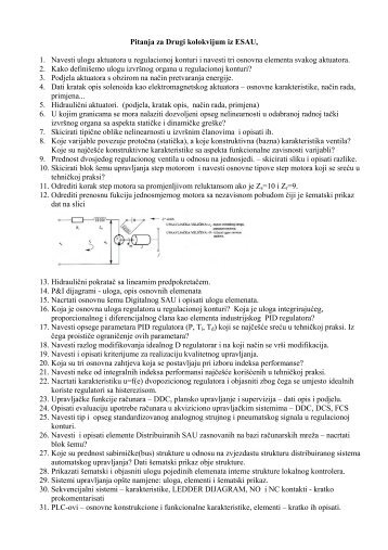 Pitanja za Drugi kolokvijum iz ESAU, 1. Navesti ulogu aktuatora u ...