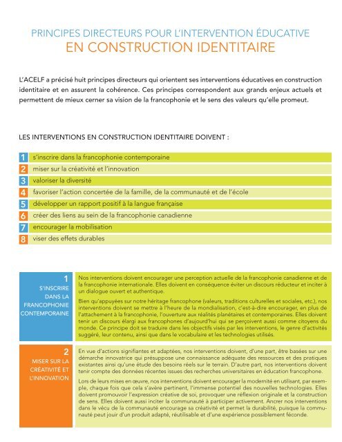 Pour des interventions favorisant la construction d'une ... - acelf